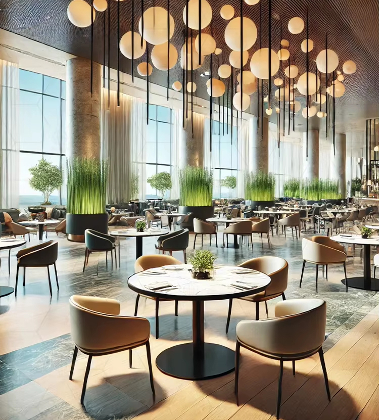 Luxury Hotel Modern Commercial Restaurant Furniture Design Table Chair Set (2)