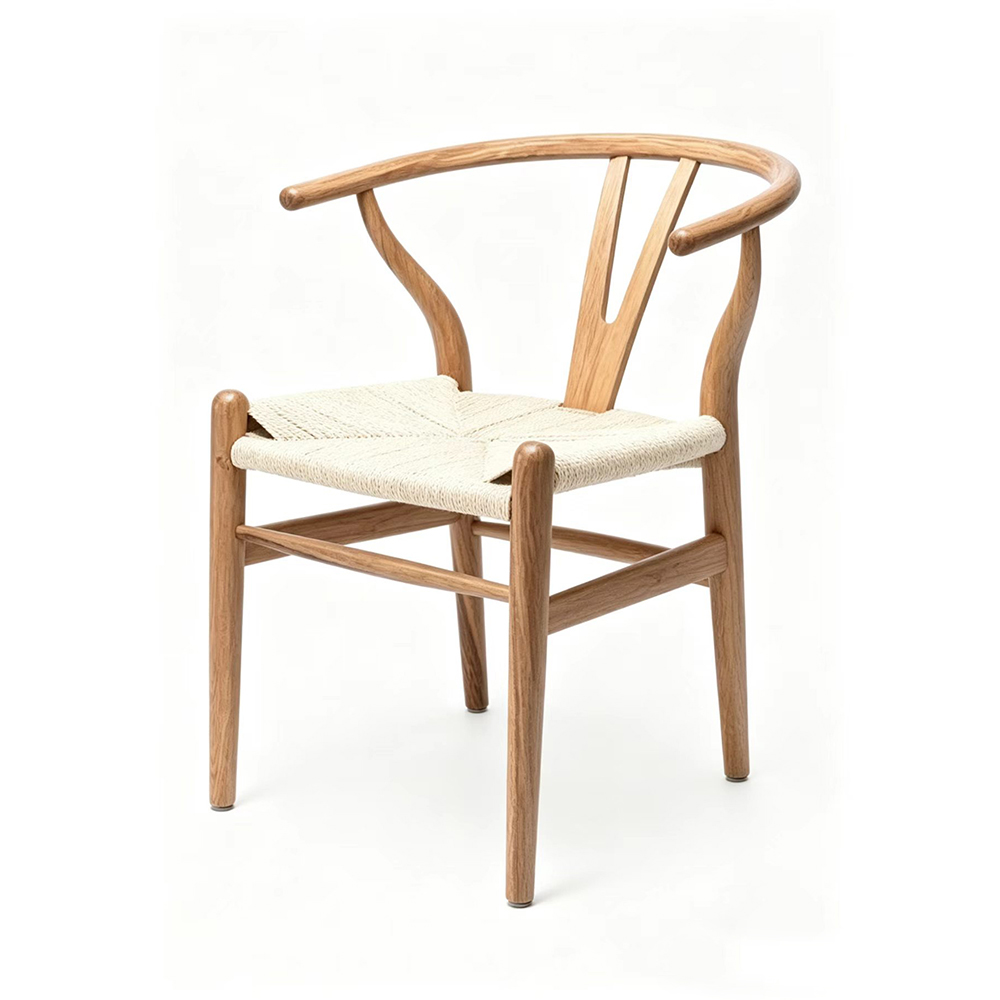 Wholesale Nordic Solid Oak Wishbone Woven Rope Seat Chair (3)