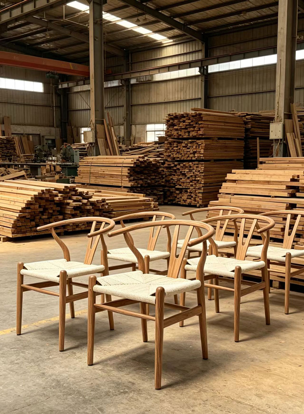 Wholesale Nordic Solid Oak Wishbone Woven Rope Seat Chair (5)