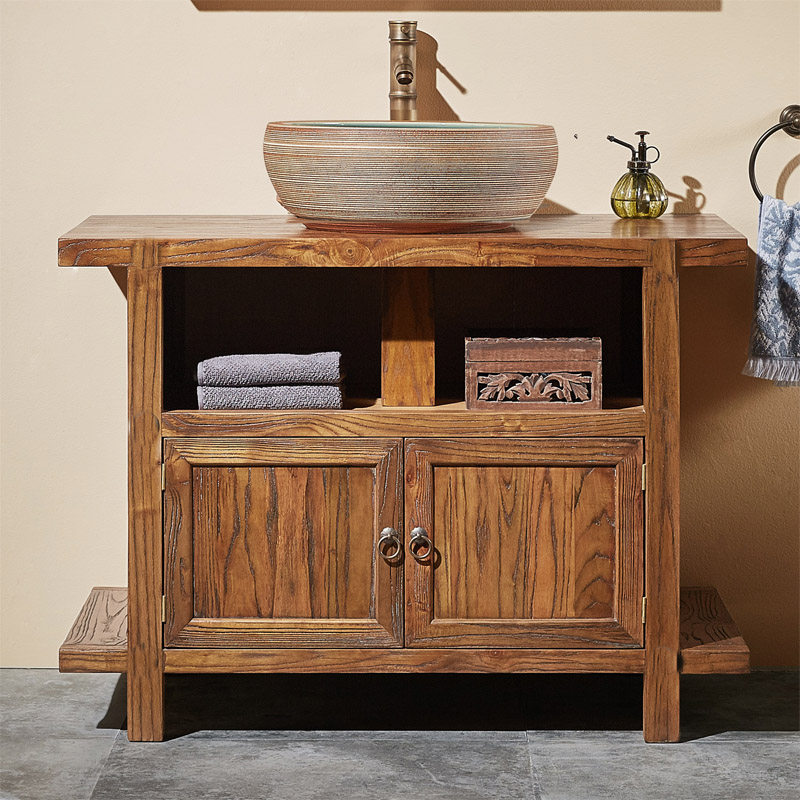 Vintage Elm Wood Vanity Basin (3)