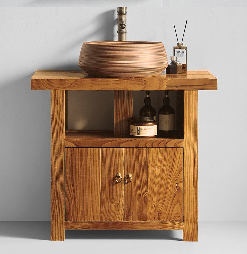Vintage Elm Wood Vanity Basin
